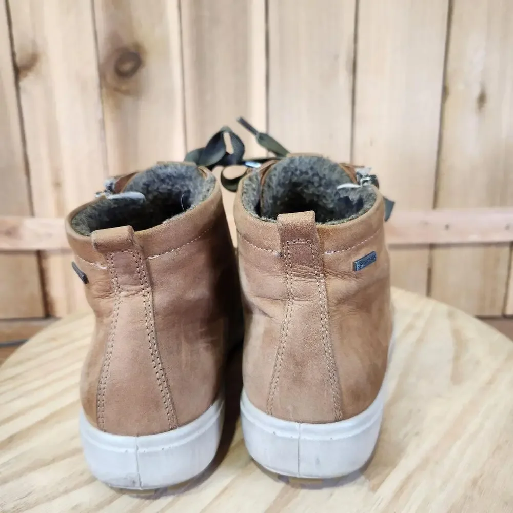 ECCO Soft 7 Tred GTX HI Boots Womens 10 Brown Leather Zip Lined Walking Comfort